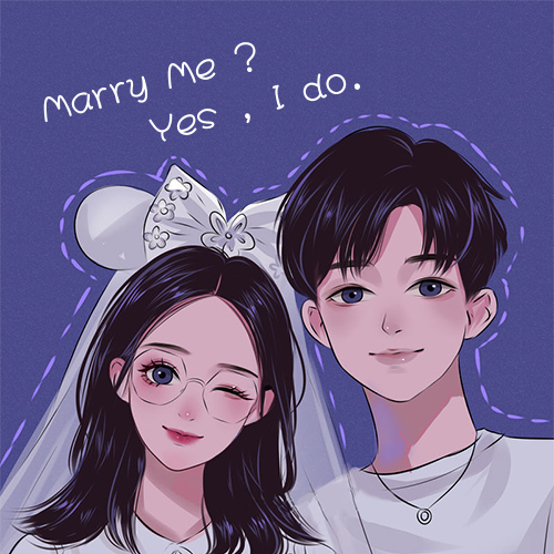 手绘情侣结婚头像